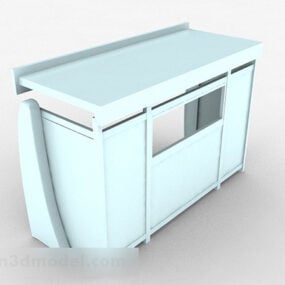 نموذج ثلاثي الأبعاد لمبنى كشك خشبي باللون الأزرق الفاتح