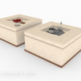 Combinaison de table basse marron clair modèle 3D