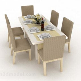 Light Brown Dining Table Set 3d model