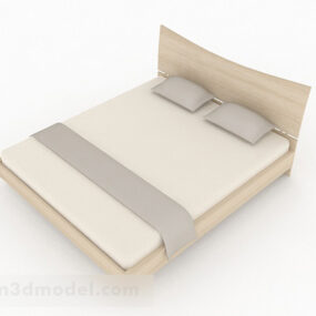 3д модель светло-коричневой двуспальной кровати