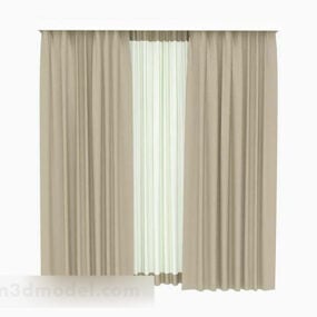 Light Brown Double-layer Home Curtains 3d model