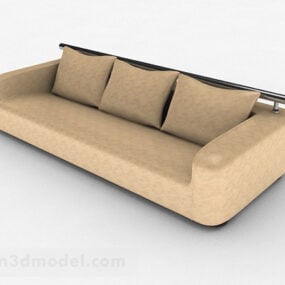 Model 3d Desain Sofa Minimalis Multi-kursi Coklat