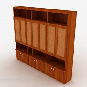 3д модель многодверного многоярусного шкафа светло-коричневого цвета