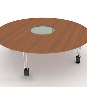 Brown Wooden Round Conference Table 3d model