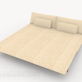 Model 3d Tempat Tidur Ganda Sederhana Warna Terang