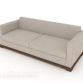 Light Gray Minimalist Wooden Double Sofa 3d model