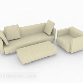 浅绿色沙发套装家具设计3d模型