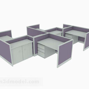 हल्का बैंगनी ऑफिस डेस्क 3डी मॉडल