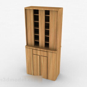 Wood Color Double Door Display Cabinet 3d model