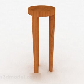 Wooden Three Legged Chair 3d model