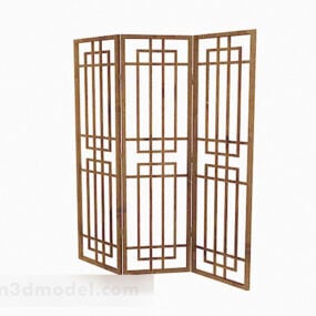Light Wood Three Sided Screen Partition 3d model