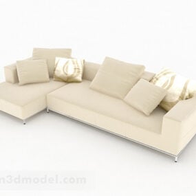 3д модель светло-желтого многоместного дивана