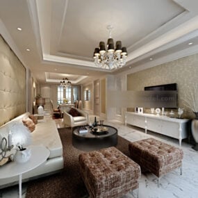 Elegant Interior Design Living Room 3d model