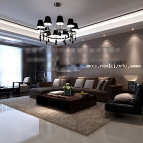 Chandelier Living Room Design Interior 3d model