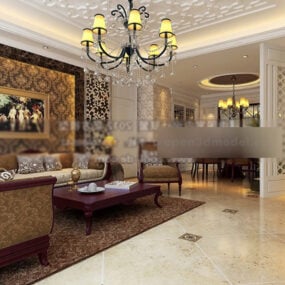 Classic Contemporary Living Room Interior 3d model