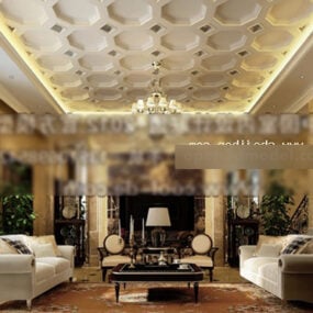 Σαλόνι με διακόσμηση οροφής Εσωτερικό τρισδιάστατο μοντέλο