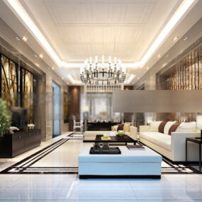 Interior de sala de estar de lujo moderno modelo 3d