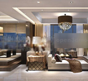 Modello 3d interno della decorazione moderna del soggiorno