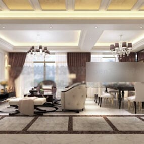 Modello 3d per interni decorativi per soggiorno classico