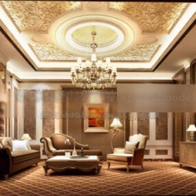 Sala de estar luxuosa clássica 916 Interior Modelo 3D