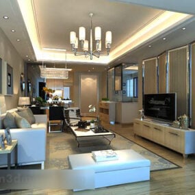 3D-Modell des Wohnzimmer-TV-Wandbildschirm-Interieurs