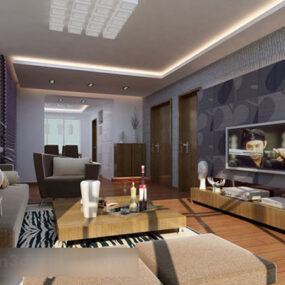 Living Room Full Set Of Furniture Interior 3d model
