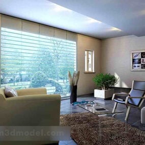 Model 3d Interior Furnitur Balkon Ruang Tamu