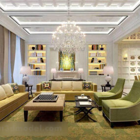 Living Room Bookshelf Interior 3d model
