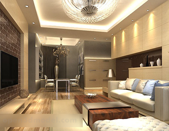 Living Room Ceiling Interior 3d Model - .Max, .Vray - Open3dModel