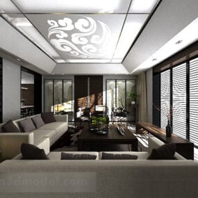 Living Room Floor Window Interior 3d model