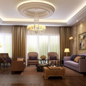 3d модель інтер'єру дивана у вітальні