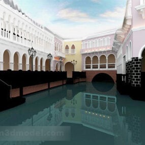 Venkovní 3D model starověké budovy Benátky
