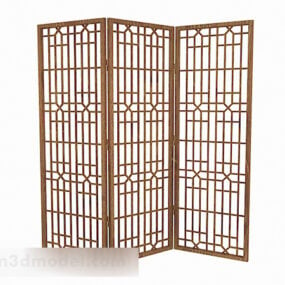 Wooden Color Three Sided Screen 3d model