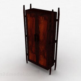 خزانة ملابس خشبية بباب مزدوج نموذج ثلاثي الأبعاد