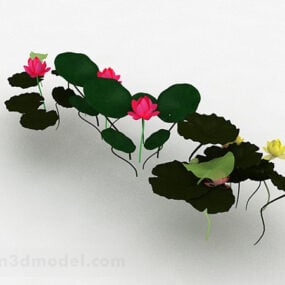 3д модель растения лотоса с цветком