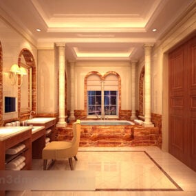 Modelo 3D de interior de banheiro europeu de luxo