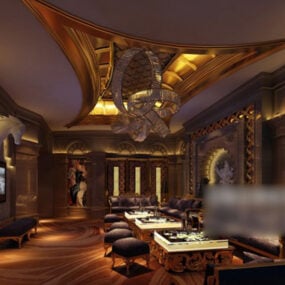 Modello 3d interno della sala club bar di lusso