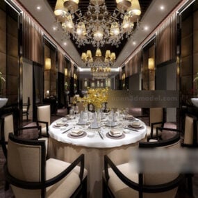 Luxury Dinning Room Chandelier Interior 3d model