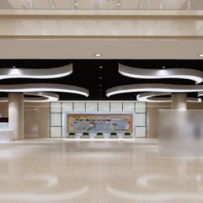 Interior del vestíbulo del centro comercial modelo 3d