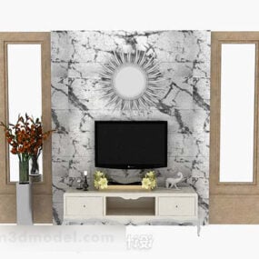 Modello 3d della parete dello sfondo della TV in marmo