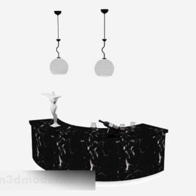 Marble Black Bar Counter 3d μοντέλο