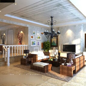 Mashup Style Living Room Interior 3d model