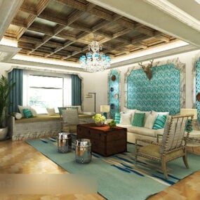 Mediterranean Living Room Interior 3d model