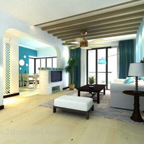 Mediterranean Minimalist Living Room Interior 3d model