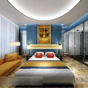 مدل سه بعدی داخلی اتاق خواب به سبک مدیترانه ای