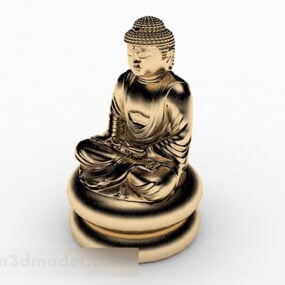 Guld Buddha Statue V1 3d model