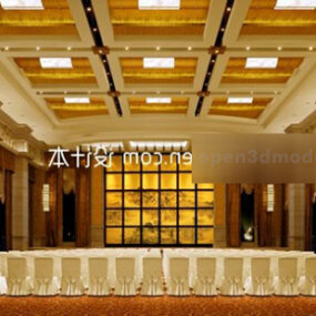 现代中式豪华餐厅室内3d模型