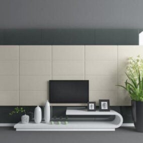 现代家具电视墙设计室内3d模型