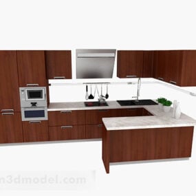 Gabinete marrón moderno en forma de U modelo 3d