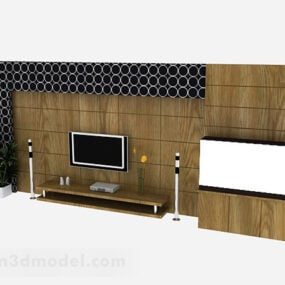 आधुनिक लकड़ी टीवी पृष्ठभूमि दीवार 3डी मॉडल